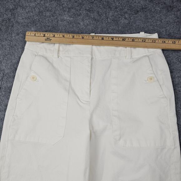 J Crew Pants Womens 2 Ivory Wide Leg High Rise Patch Pocket Preppy Nautical - Picture 4 of 7